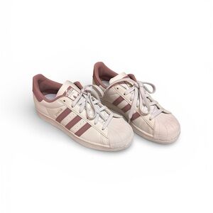 Adidas White and Pink Superstar Sneakers
